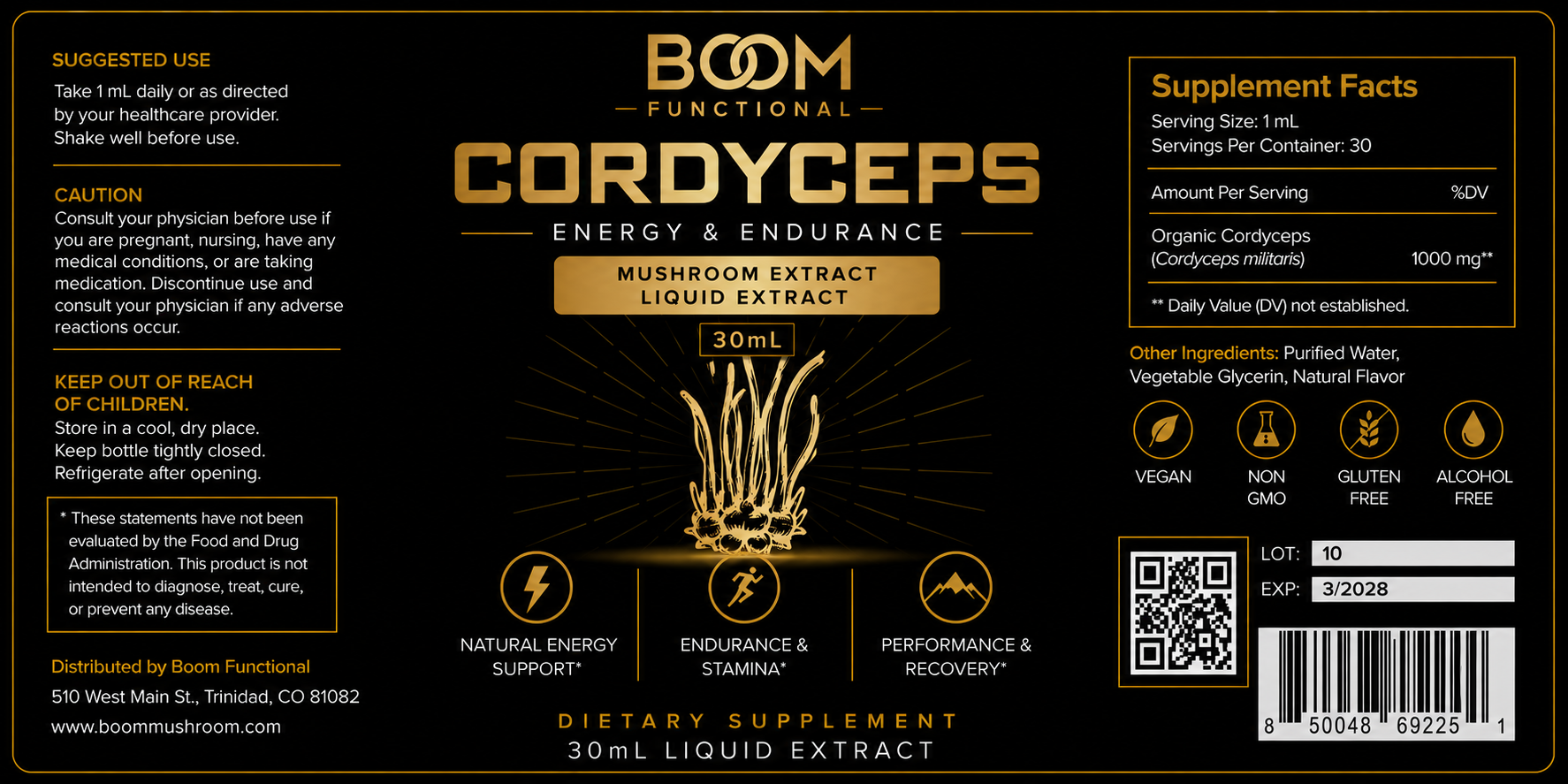 Cordyceps Mushroom Dropper Bottle For Energy
