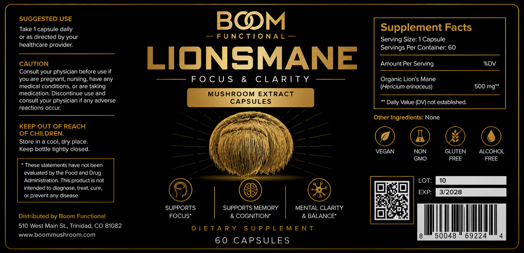 Lionsmane Mushroom Dropper Bottle For Focus