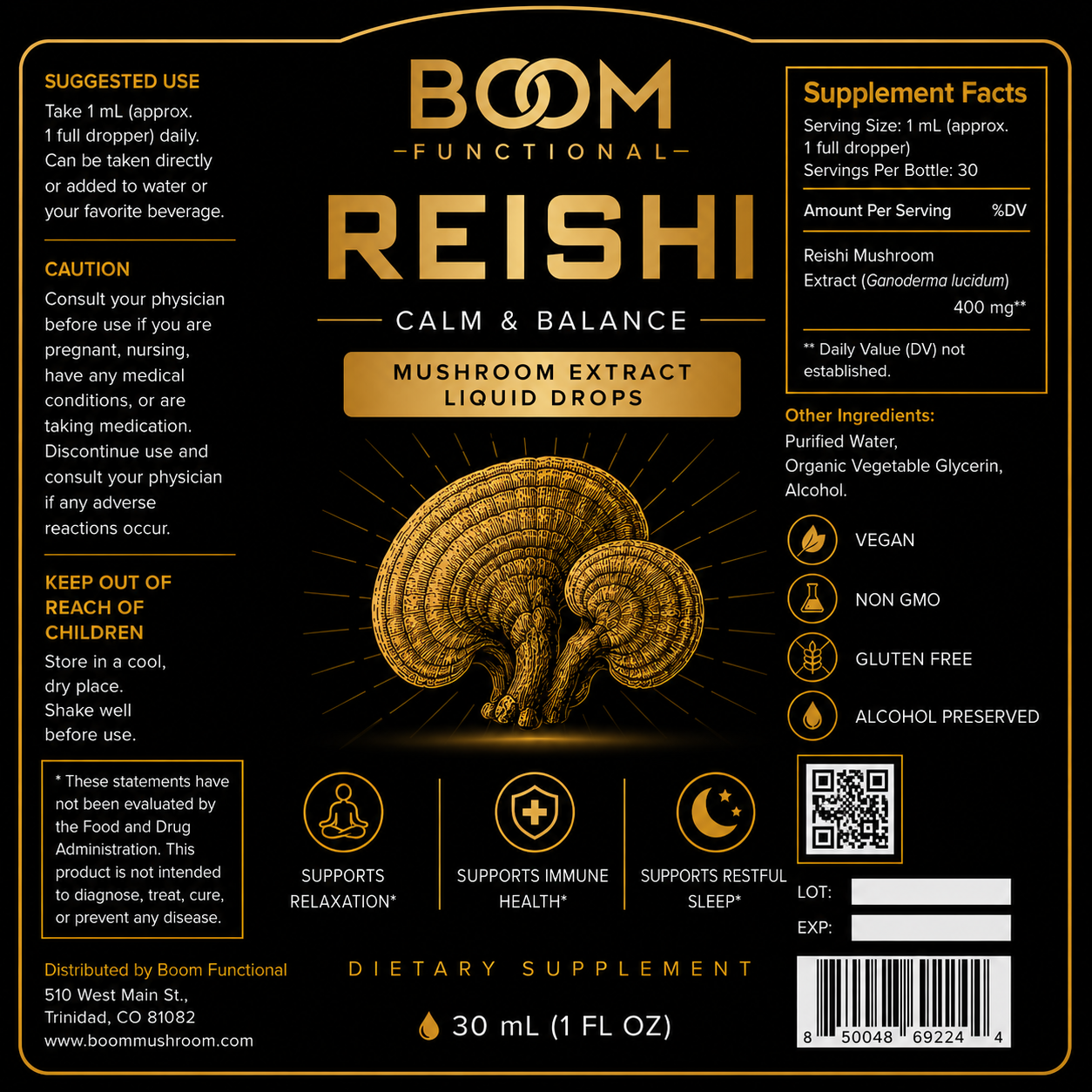Reishi Mushroom Dropper Bottle For Relaxation